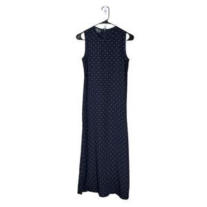 Vintage Ralph Lauren Womens Maxi Dress Blue Polka Dot Silk Quiet Luxury Party 2P